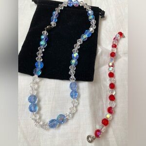 Beaded crystal necklace and bracelet